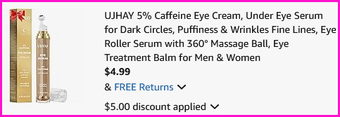 Caffeine Eye Cream Checkout Screen