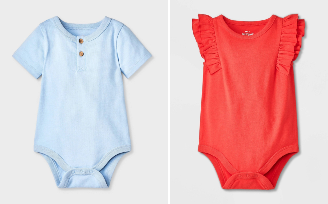 Cat Jack Baby Boys Henley Bodysuit and Baby Girls Solid Ruffle Bodysuit Cat Jack Baby Boys Henley Bodysuit and Baby Girls Solid Ruffle Bodysuit