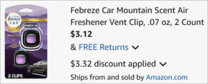 Checkout page of Febreze Car Air Freshener Vent Clip 2 Pack Checkout page of Febreze Car Air Freshener Vent Clip 2 Pack