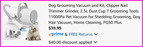 Dog Grooming Vacuum and Kit Checkout Screen