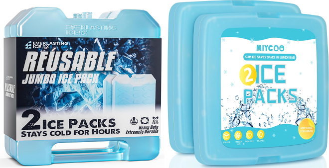 Everlasting Ice RX Large Reusable Ice Packs and Miycoo Ice Packs
