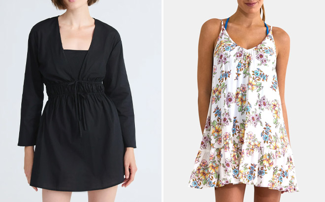 Free Assembly Womens Tie Front Cotton Coverup Dress and Jessica Simpson Womens Ruffle Swing Dress Coverup Free Assembly Womens Tie Front Cotton Coverup Dress and Jessica Simpson Womens Ruffle Swing Dress Coverup