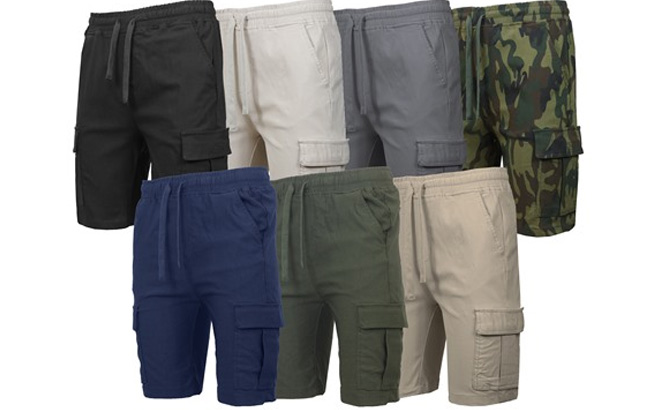 GBH 3 Pack Mens Super Stretch Pull On Cargo Shorts