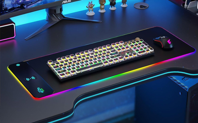 GIM Wireless Charging RGB Gaming Mouse Pad Under Keyboard