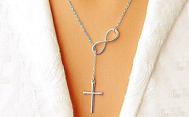 Infinity Cross Lariat Necklace