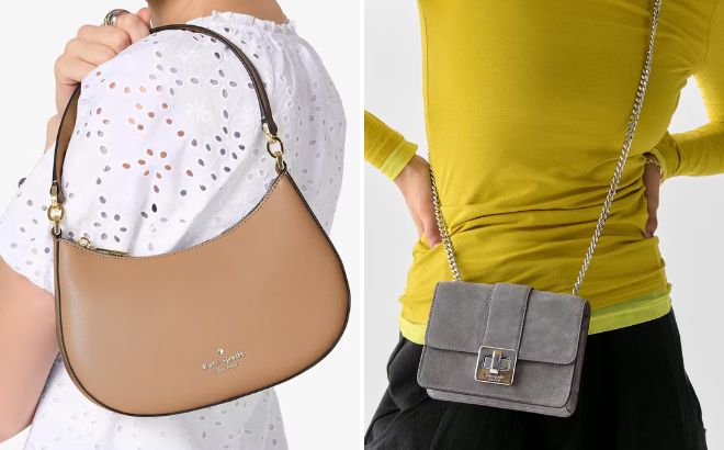 Kate Spade Outlet Paige Convertible Crossbody and Phoebe Suede Turnlock Mini Flap Crossbody