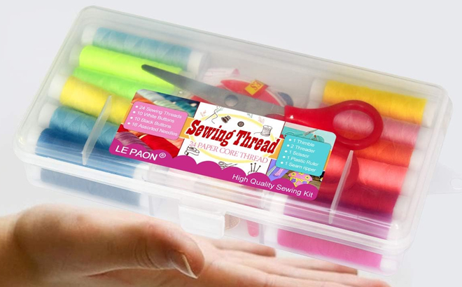 LE PAON Portable Sewing Kit with Transparent Box