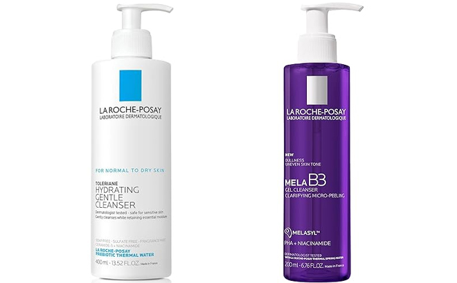 La Roche Posay Toleriane Hydrating Gentle Face Cleanser and Mela B3 Gel Cleanser