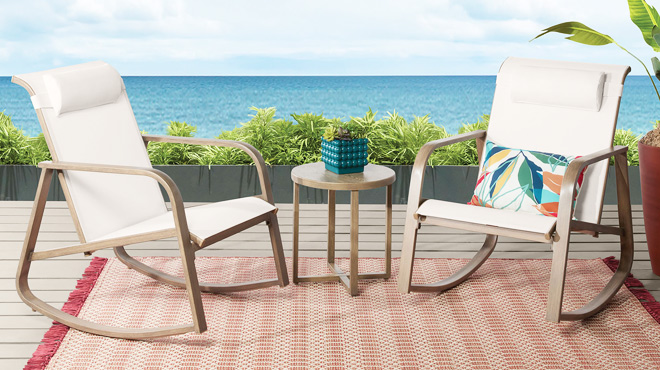 Mainstays Dashwood 3 Piece Steel Outdoor Rocker Chat Set