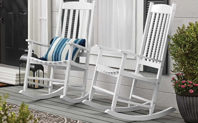 Mainstays Outdoor Wood Porch Rocking Chair 2 Pack