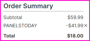 Metal Panels Checkout Screen