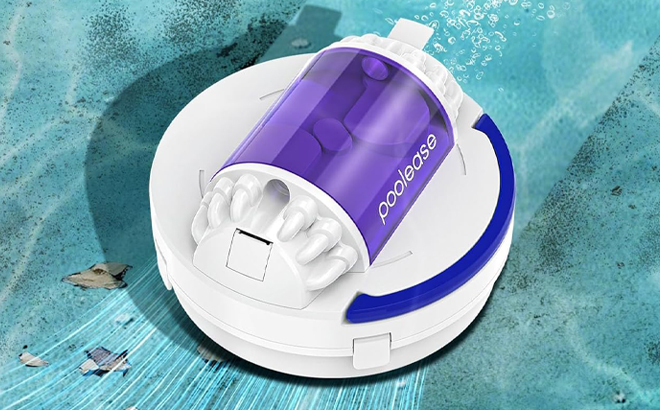 Poolease Robotic Pool Vacuum Cleaner in White Purple Color