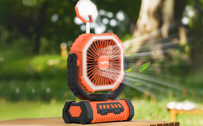 Portable Camping Fan on the Table