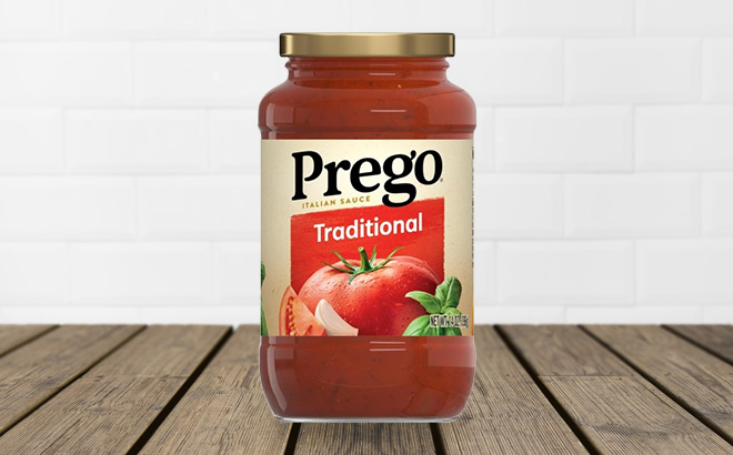 Prego Traditional Pasta Sauce on the Table