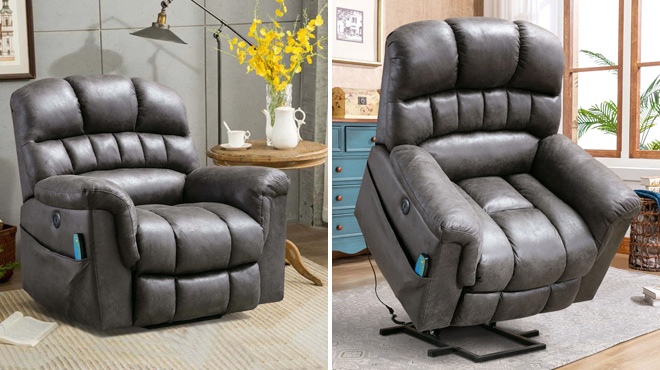 Recliner Heat Massage Chair Grey Recliner Heat Massage Chair Grey