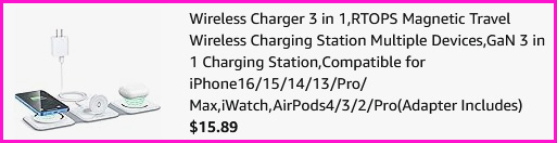 Rtops 3 in 1 Wireless Charger Checkout Screen