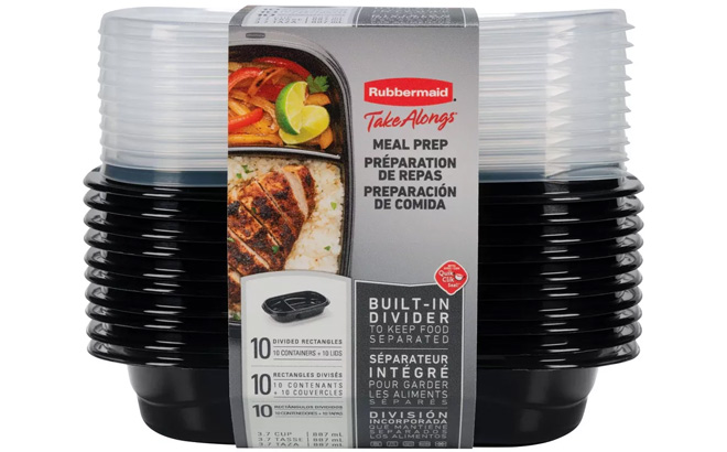 Rubbermaid 20pc TakeAlongs Meal Prep Divided Rectangle Containers Set