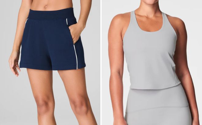 Spanx AirEssentials Pique Short and Get Moving Contour Crossback Shelf Tank