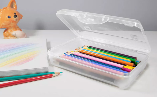Sterilite Flat Top Pencil Box Clear