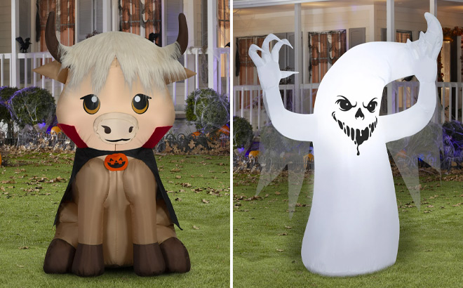 Way To Celebrate Baby Highlander Cow with Cape Airblown Yard Inflatable Way To Celebrate Baby Highlander Cow with Cape Airblown Yard Inflatable