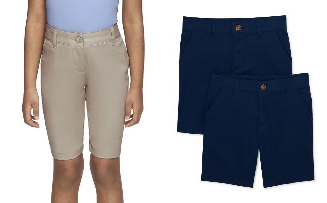 Wonder Nation Girls and Boys School Uniform Bermuda Shorts 2 Packs Wonder Nation Girls and Boys School Uniform Bermuda Shorts 2 Packs