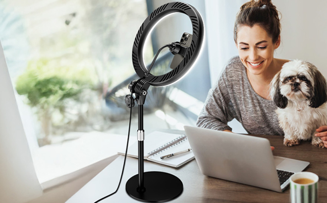 Yarrashop Desk Ring Light with Stand on a Table