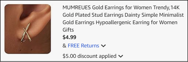 14K Gold Plated Stud Earrings Checkout