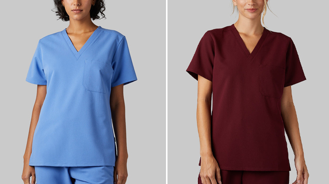 32 Degrees Womens Chest Pocket V Neck Scrub Top