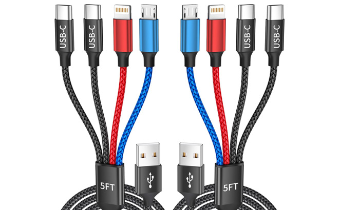 4 in 1 Multi Charging Cable 2 Pack