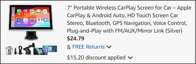 7 Inch Portable Wireless CarPlay Screen Checkout 7 Inch Portable Wireless CarPlay Screen Checkout
