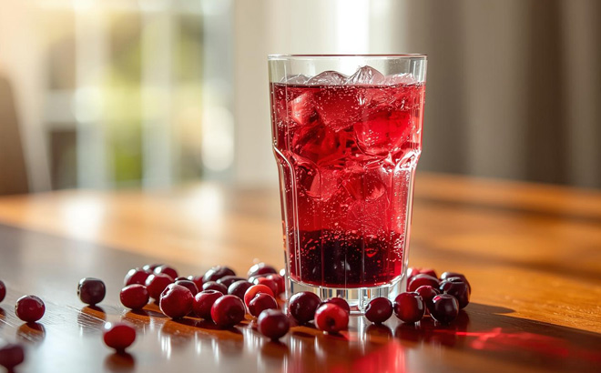 A Glass of Cranberry Juice on a Table 1 A Glass of Cranberry Juice on a Table 1