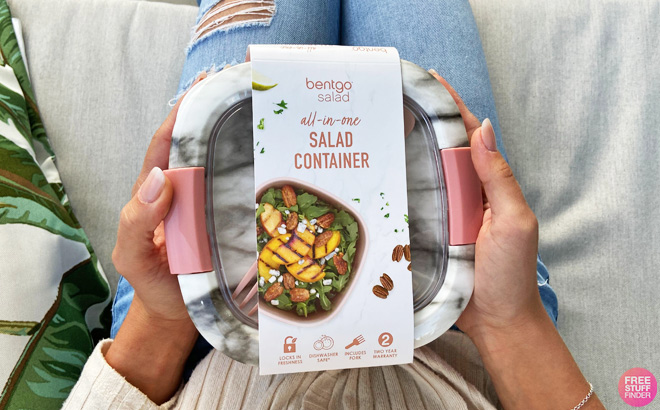 A Person Holding a Bentgo Salad Stackable Lunch Box A Person Holding a Bentgo Salad Stackable Lunch Box