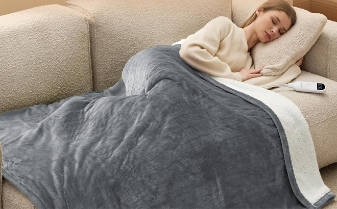 A Person Using the Bedsure Heated Blanket