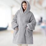 A Person Wearing Bedsure Wearable Blanket Hoodie
