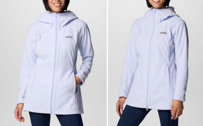 A Person Wearing Columbia Womens Benton Springs II Long Fleece Hoodie