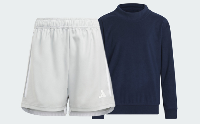 Adidas Kids Tiro 23 Competition Match Shorts and Adidas Kids Fleece Mock Pullover