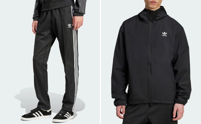 Adidas Mens Adicolor Classics Beckenbauer Track Pants and Trefoil Essentials Woven Jacket