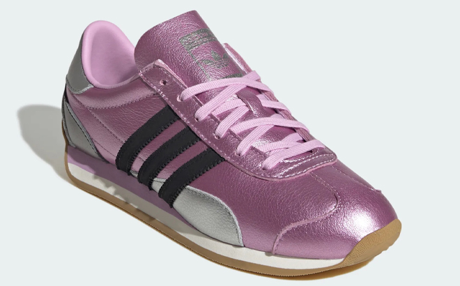 Adidas Womens Country OG Shoe in Bliss Lilac Silver Metallic Core Black Color