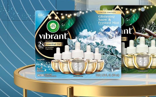 Air Wick Advanced Scented Oil Refill 5 Count on a Table Air Wick Advanced Scented Oil Refill 5 Count on a Table