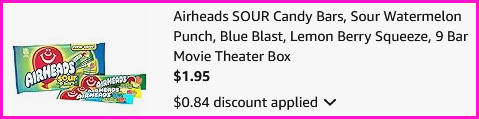 Airheads Sour Candy Bars Checkout Screen