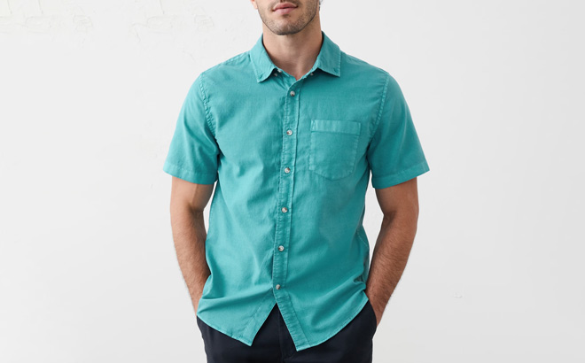 Banana Republic Factory Mens Slim Summerweight Shirt in Stormy Blue Color Banana Republic Factory Mens Slim Summerweight Shirt in Stormy Blue Color