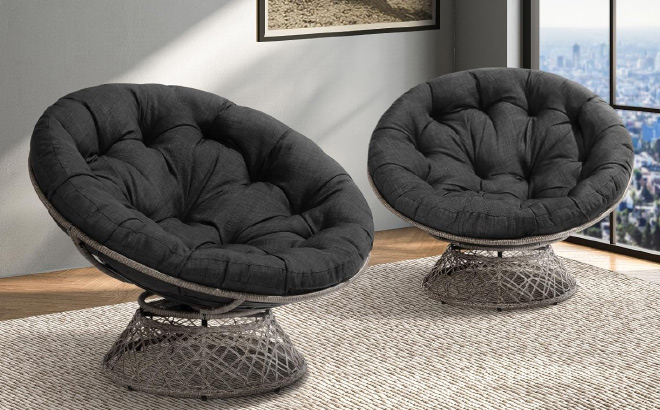 Bme Wicker Oversized Papasan Swivel Reading Chair