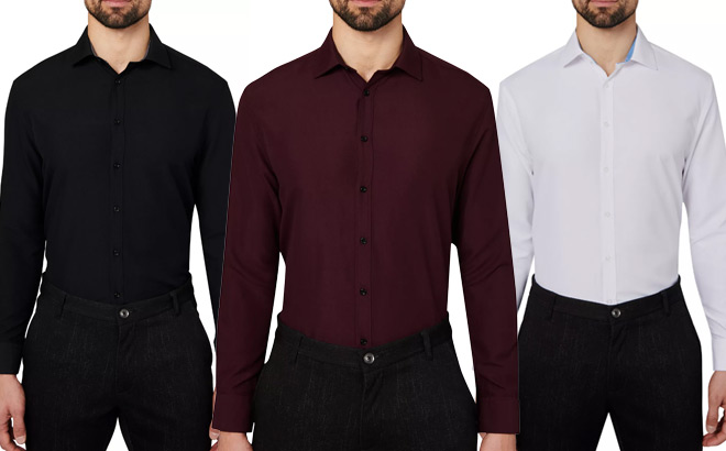 Calabrum Mens Regular Fit Solid Wrinkle Free Performance Dress Shirt Calabrum Mens Regular Fit Solid Wrinkle Free Performance Dress Shirt