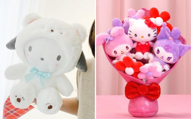 Cartoon Kawaii White Bear Cross Dressing Series Plush and Jazwares Hello Kitty and Friends 12 inch Plush Bouquet