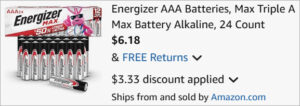 Checkout page of Energizer Max 24 Count AAA Alkaline Batteries