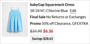 Checkout page of GAP Factory babyGap Squareneck Dress Checkout page of GAP Factory babyGap Squareneck Dress
