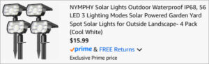 Checkout page of Nymphy Solar Spot Lights 4 Pack