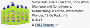 Checkout page of Suave Kids 3 in 1 Shampoo Conditioner Body Wash 6 Pack
