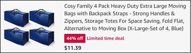 Cosy Family Extra Large Moving Bags 4 Pack Checkout Cosy Family Extra Large Moving Bags 4 Pack Checkout