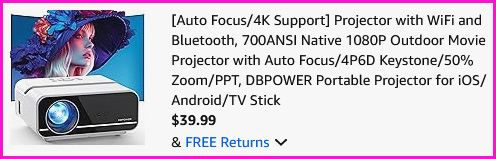 DBPower Projector Checkout Screen DBPower Projector Checkout Screen